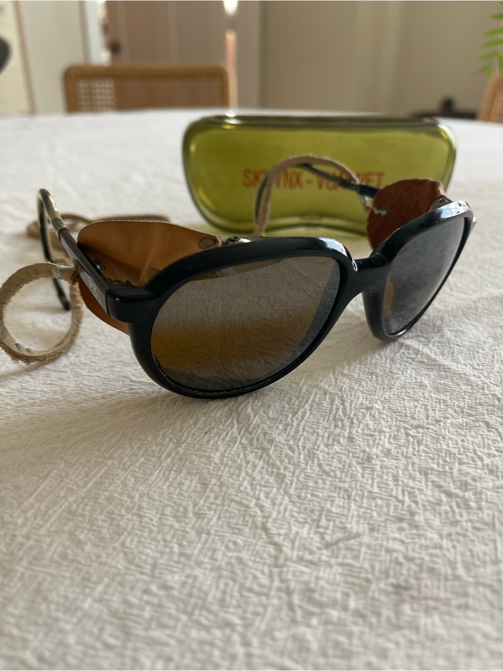Vintage Skilynx-Vuarnet Black & Brown Sunglasses with Side Shields